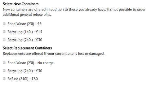 Request a new or replacement bin .